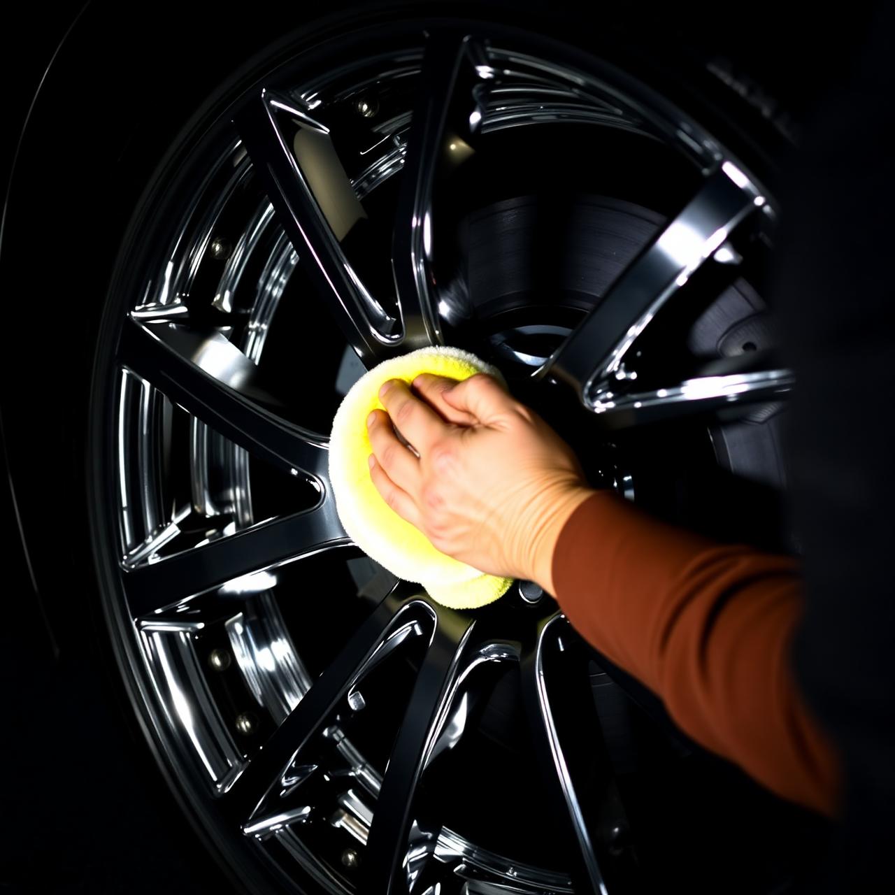 Detailer polishing chrome wheel rim